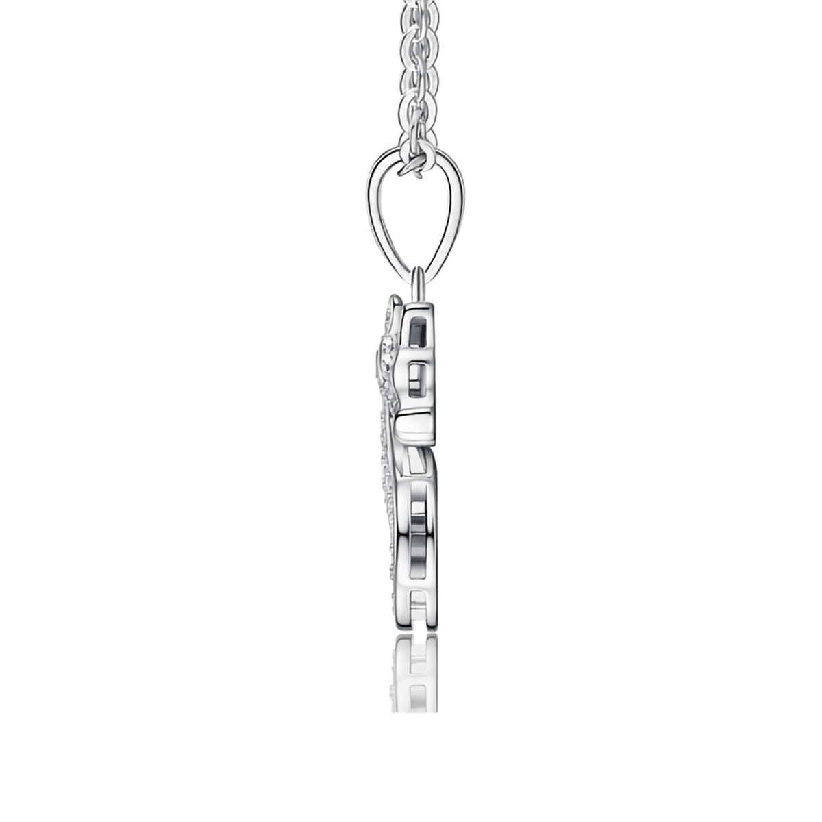 Sterling Silver Pavé Moissanite Horse Pendant Necklace