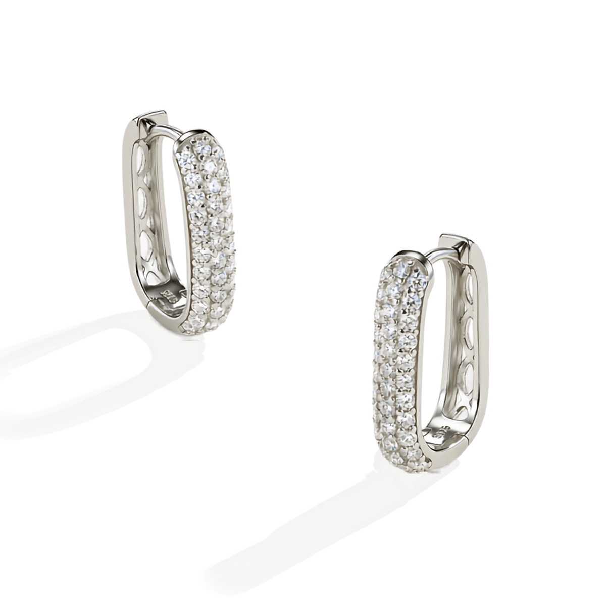 S925 Sterling Silver Pavé Moissanite Huggie Hoop Earrings — Micro Round Cut Sparkle