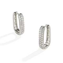 S925 Sterling Silver Pavé Moissanite Huggie Hoop Earrings — Micro Round Cut Sparkle