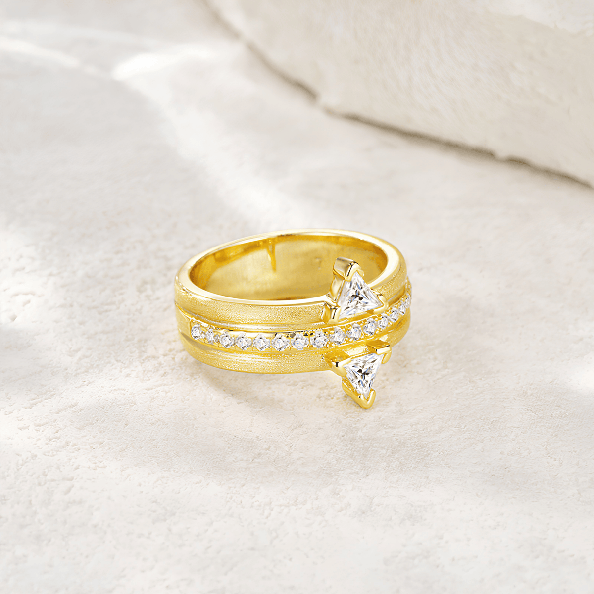0.89ct Moissanite Ring in 925 Sterling Silver – Double Band