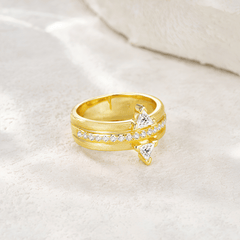0.89ct Moissanite Ring in 925 Sterling Silver – Double Band