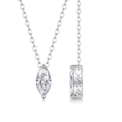 Moissanite Marquise Solitaire Necklace – S925 Sterling Silver