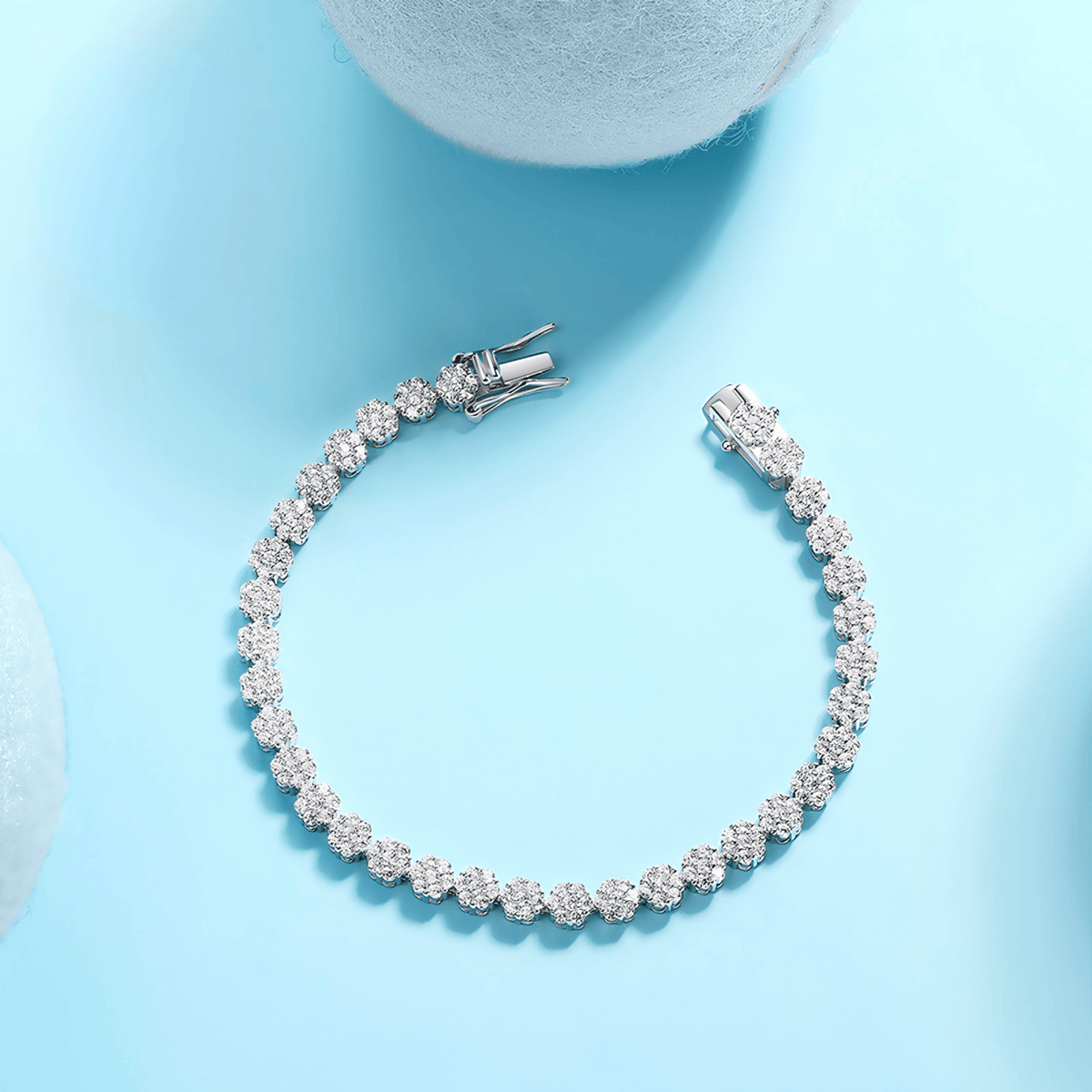 Moissanite Cluster Bracelet – S925 Sterling Silver
