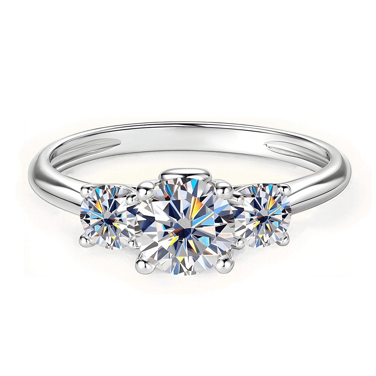 3 Stone Moissanite Engagement Ring, Gold Filled, Promise Gift