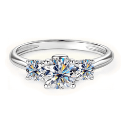 3 Stone Moissanite Engagement Ring, Gold Filled, Promise Gift