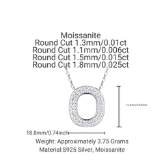 Moissanite Pavé Initial "O" Necklace in S925 Sterling Silver