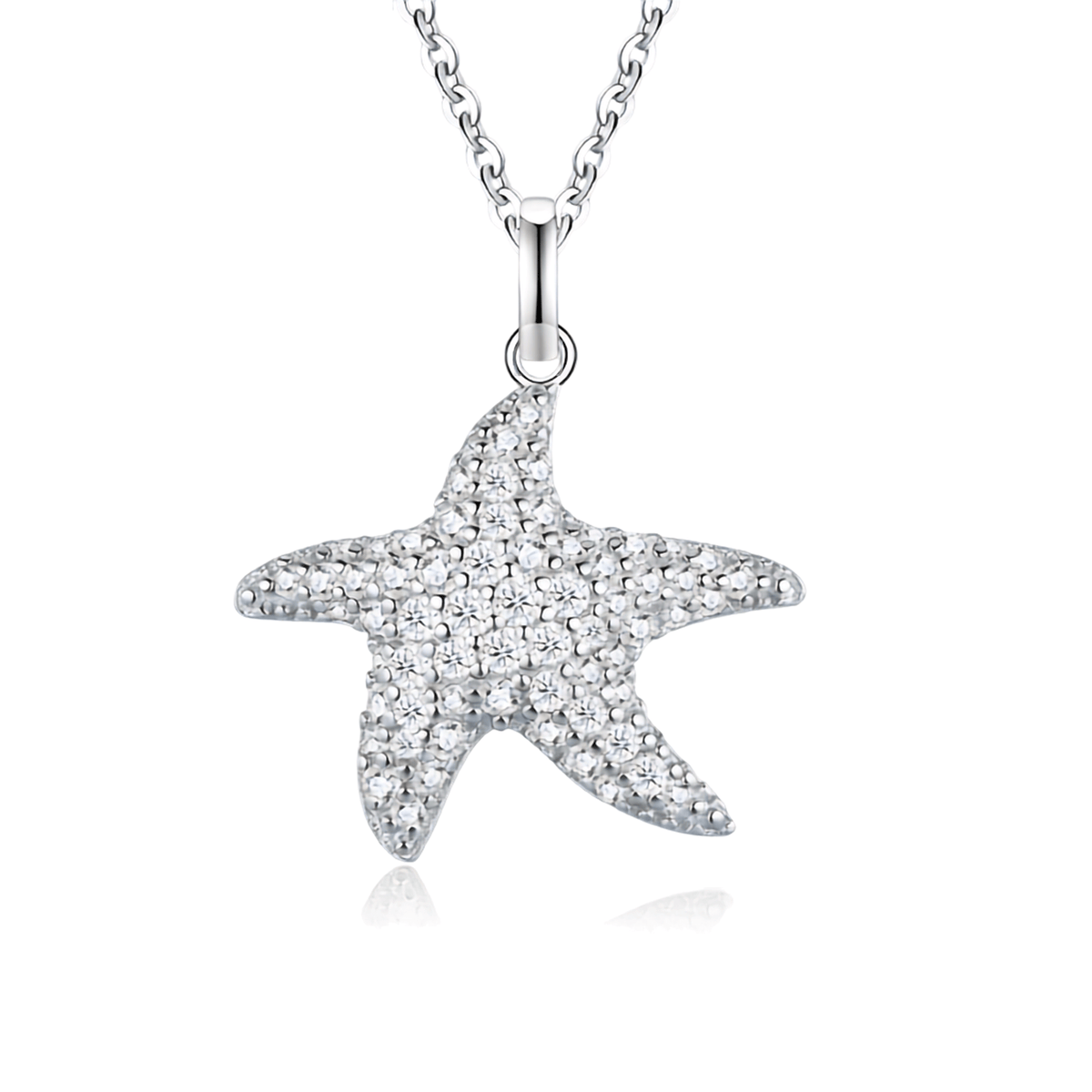 Sterling Silver Open Heart Moissanite Pendant Necklace