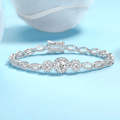 Moissanite Halo Link Bracelet – S925 Sterling Silver