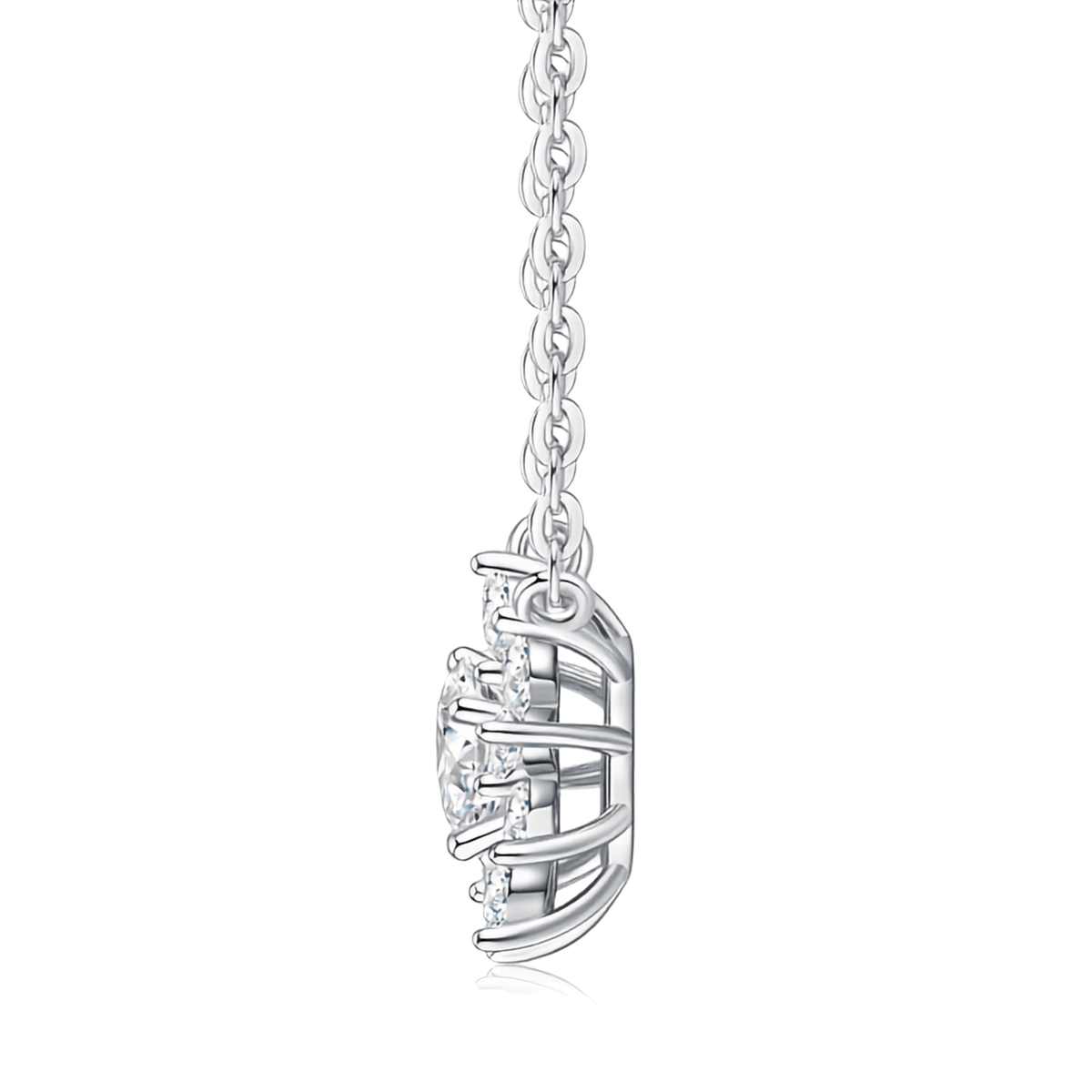 Authentic All-Moissanite Sunburst Floral Cluster Necklace in S925 Sterling Silver