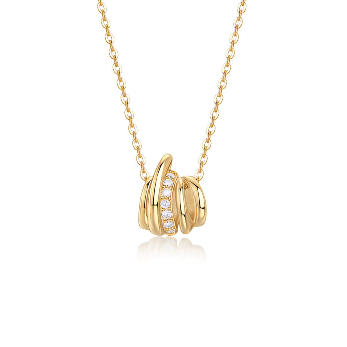 14K Gold Plated 925 Sterling Silver Moissanite Knot Pendant Necklace