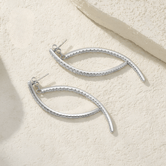 925 Sterling Silver Graduated Moissanite Curved Drop Stud Earrings (Premium Packaging)