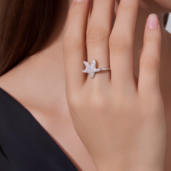 Moissanite Star Ring in 925 Sterling Silver