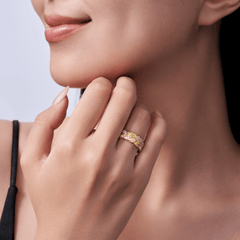 18K Gold Plated Moissanite Ring – 925 Sterling Silver Leaf Band