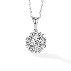 Sterling Silver Moissanite Cluster Pendant Necklace