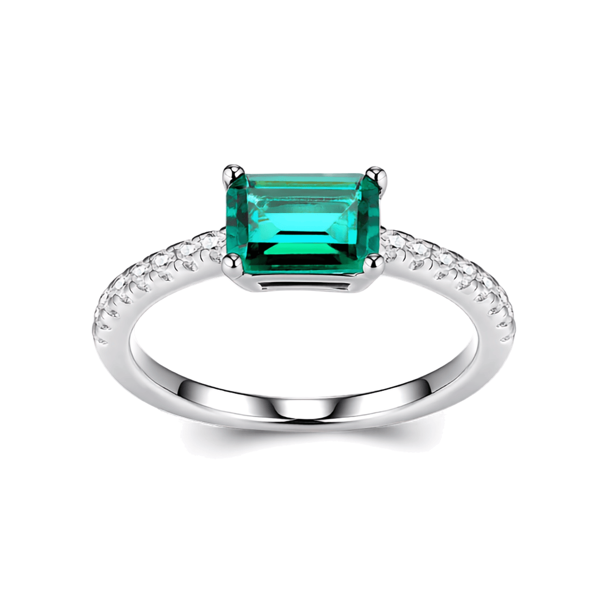 Green Moissanite Engagement Ring