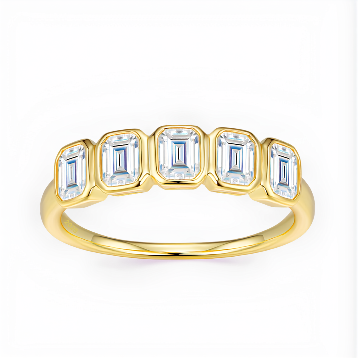 Moissanite Ring – 18K Gold Plated 925 Sterling Silver