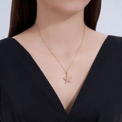 14K Gold Plated Sterling Silver Moissanite Starfish Pendant Necklace