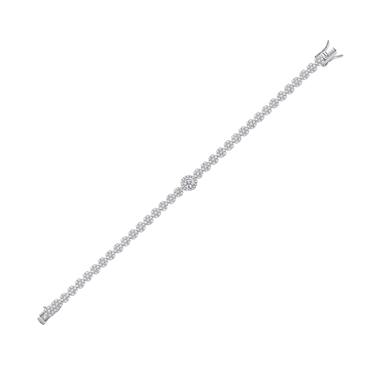 Moissanite Halo Cluster Bracelet – S925 Sterling Silver