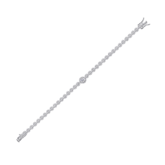 Moissanite Halo Cluster Bracelet – S925 Sterling Silver