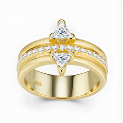 0.89ct Moissanite Ring in 925 Sterling Silver – Double Band
