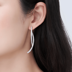 925 Sterling Silver Graduated Moissanite Curved Drop Stud Earrings (Premium Packaging)