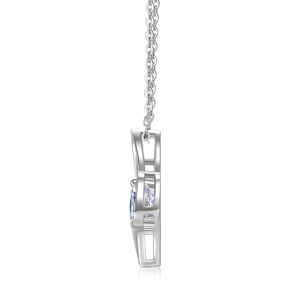 S925 Sterling Silver Open Heart 1ct Moissanite Necklace