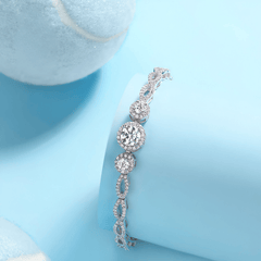 Moissanite Halo Link Bracelet – S925 Sterling Silver