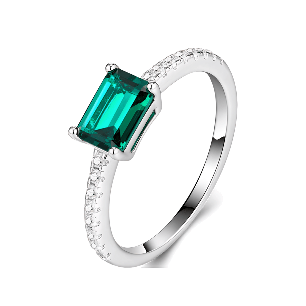Green Moissanite Engagement Ring