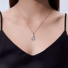 Sterling Silver Pavé Moissanite Horse Pendant Necklace