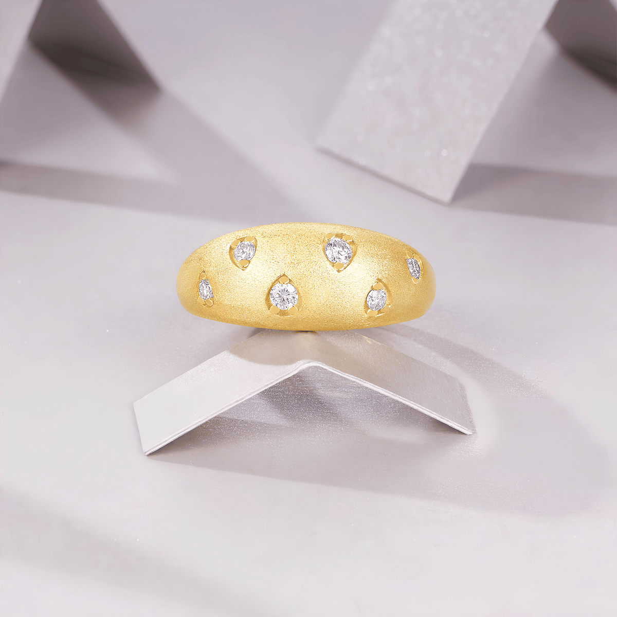 18K Gold Plated Moissanite Ring – 925 Sterling Silver