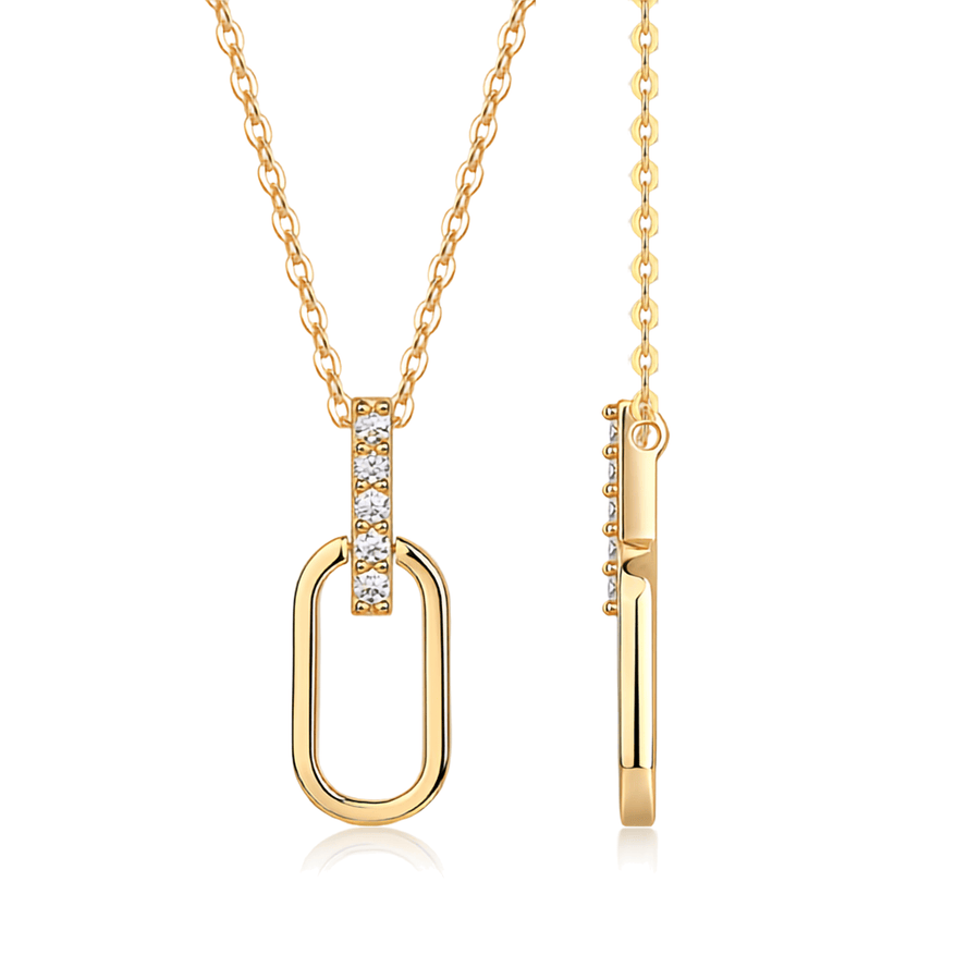 Moissanite Paperclip Link Necklace – 14K Gold Plated Sterling Silver