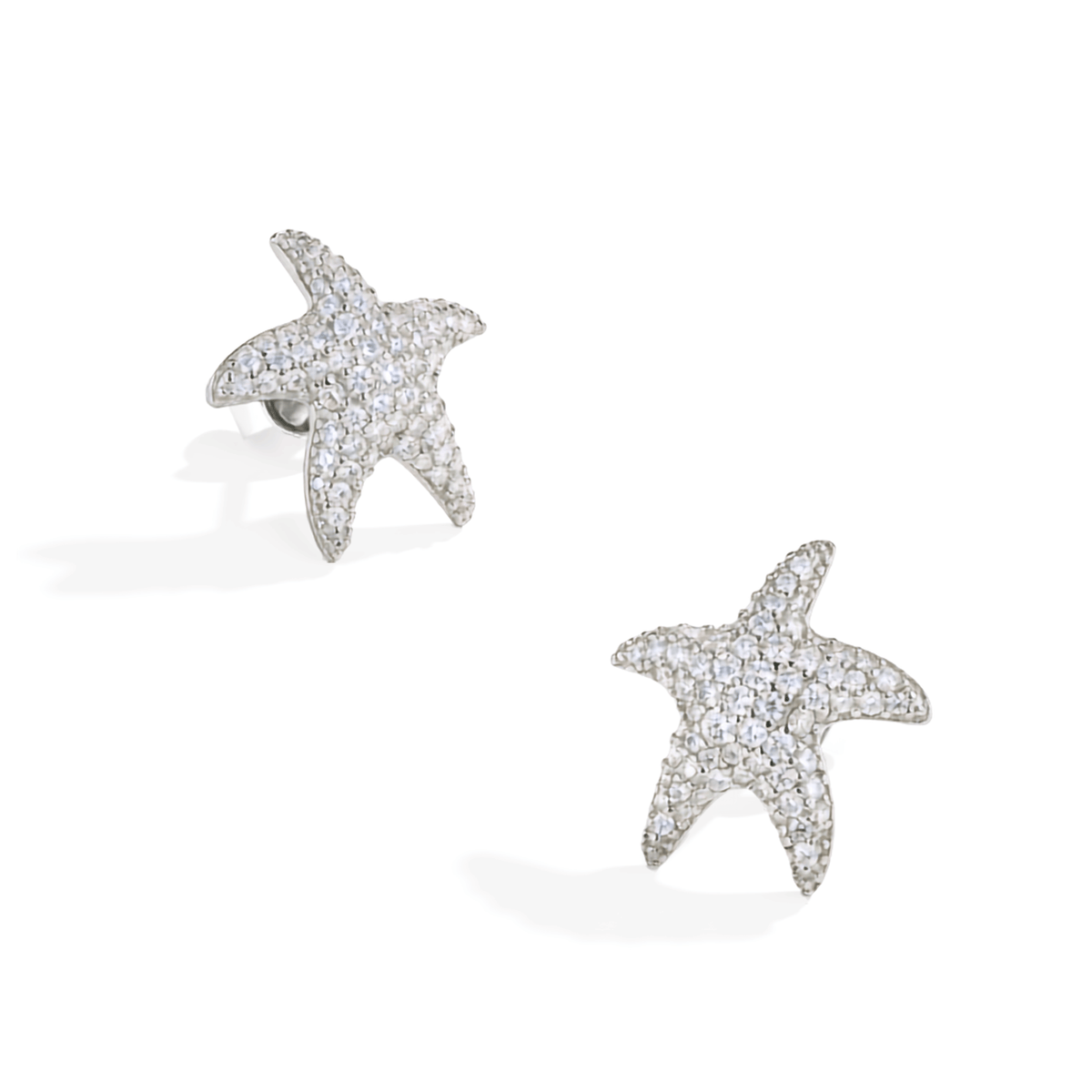 S925 Sterling Silver Pavé Moissanite Starfish Stud Earrings — Coastal Sparkle Studs