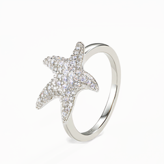 Moissanite Star Ring in 925 Sterling Silver