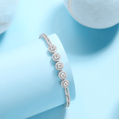 Moissanite Halo Link Bracelet – S925 Sterling Silver