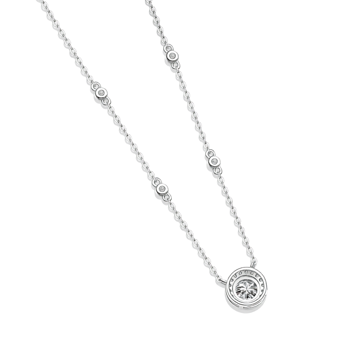 Moissanite Pavé Circle Necklace – S925 Sterling Silver