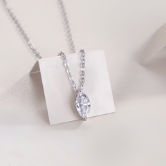 Moissanite Marquise Solitaire Necklace – S925 Sterling Silver