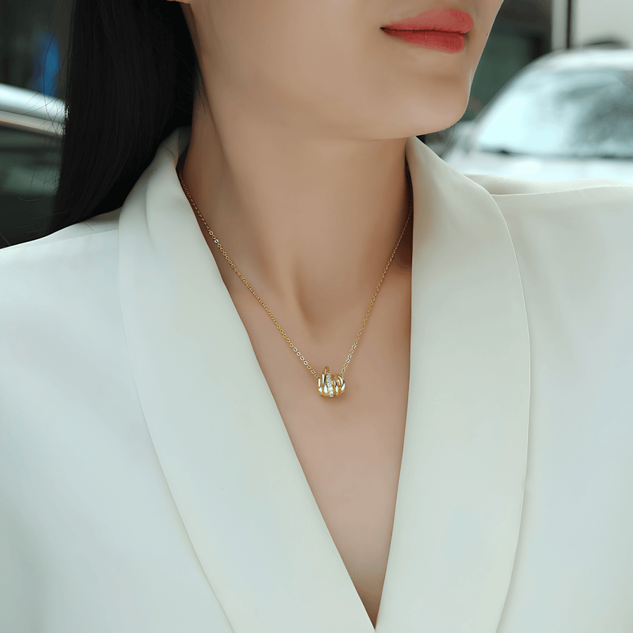14K Gold Plated 925 Sterling Silver Moissanite Knot Pendant Necklace