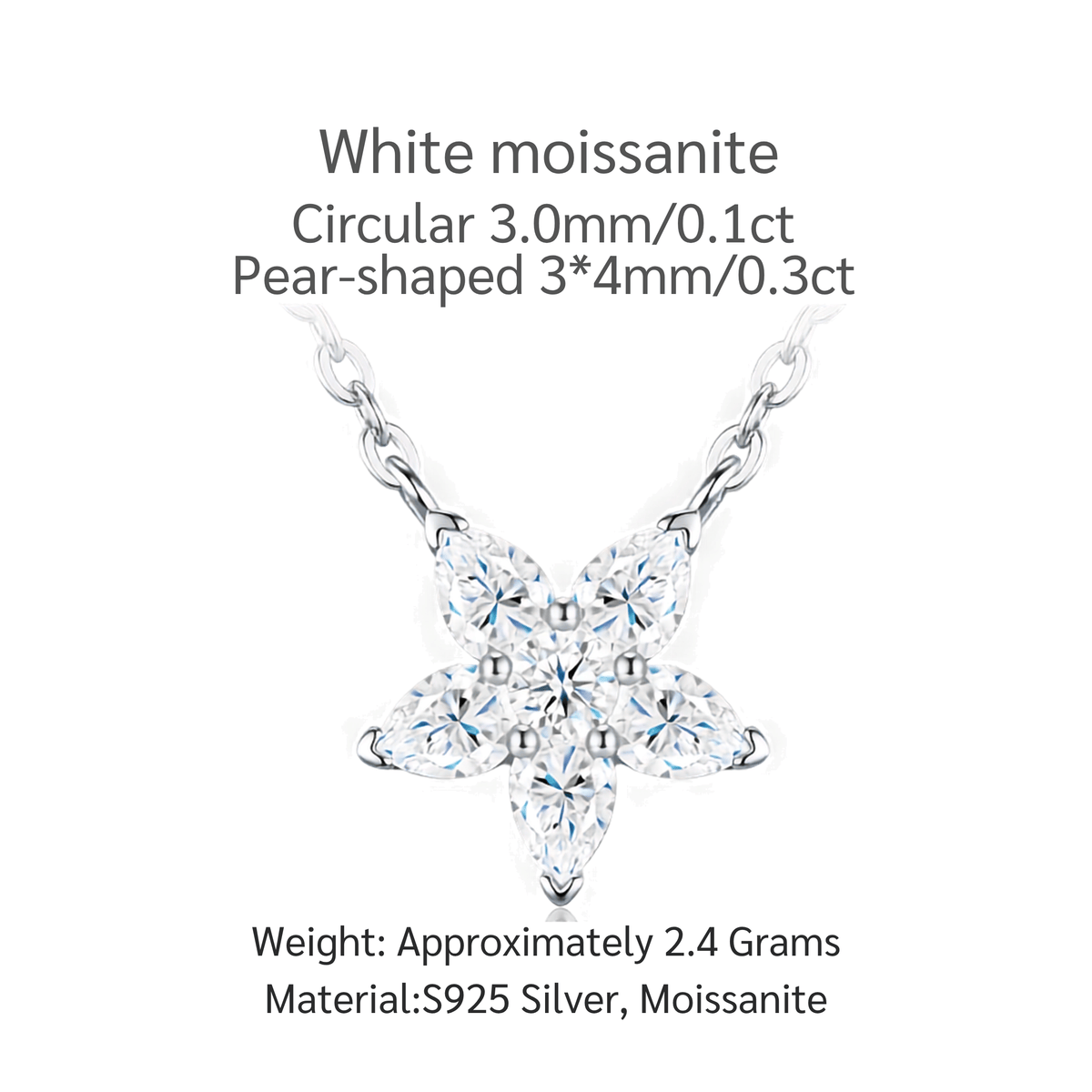 Moissanite Flower Necklace – S925 Sterling Silver