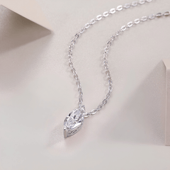 Moissanite Marquise Solitaire Necklace – S925 Sterling Silver