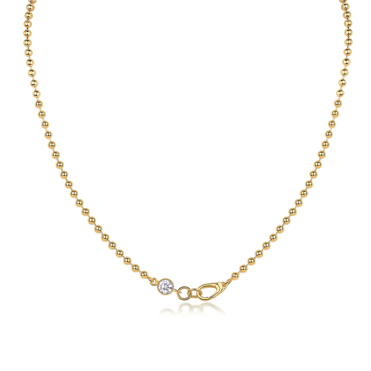 Moissanite Ball Chain Necklace – 14K Gold Plated Sterling Silver