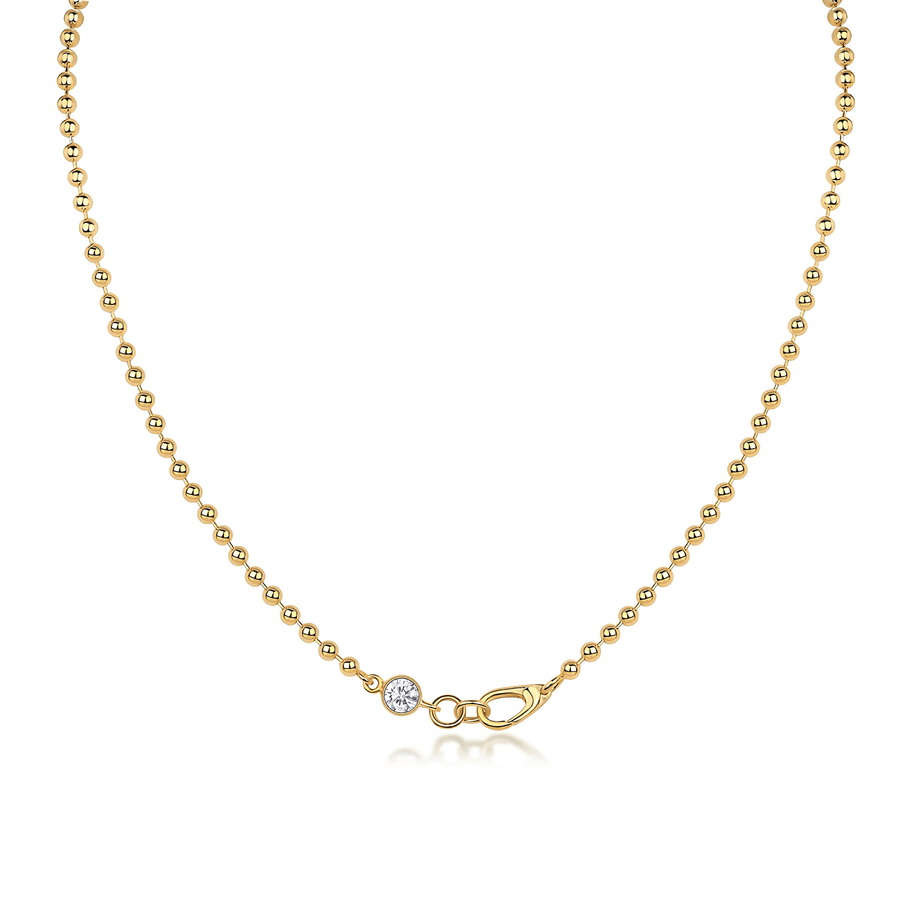 Moissanite Ball Chain Necklace – 14K Gold Plated Sterling Silver