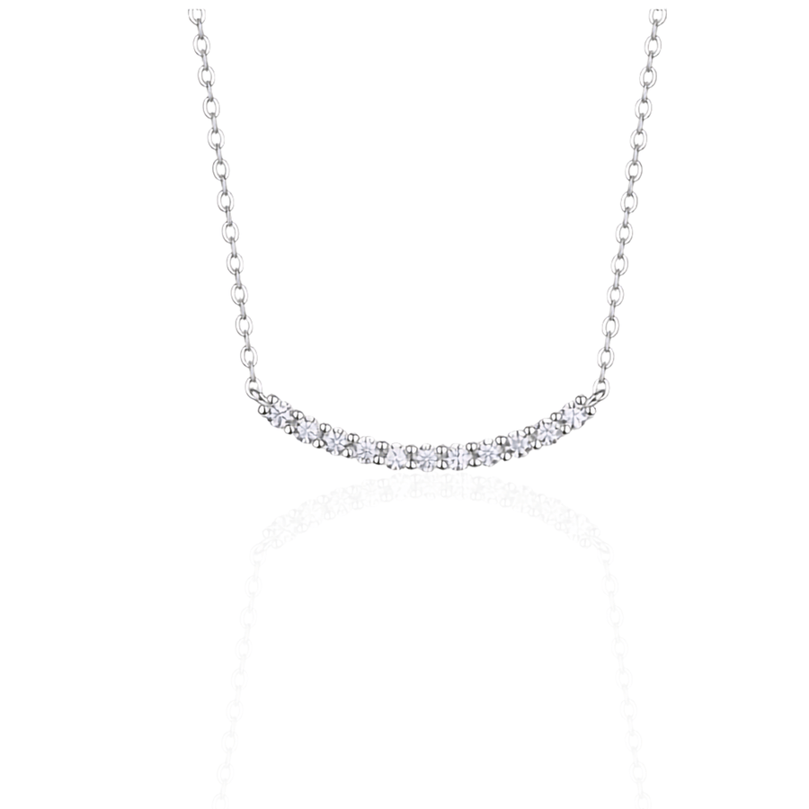 Moissanite Curved Bar Necklace in 925 Sterling Silver