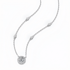 Moissanite Pavé Circle Necklace – S925 Sterling Silver
