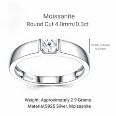0.3ct Moissanite Band Ring in 925 Sterling Silver