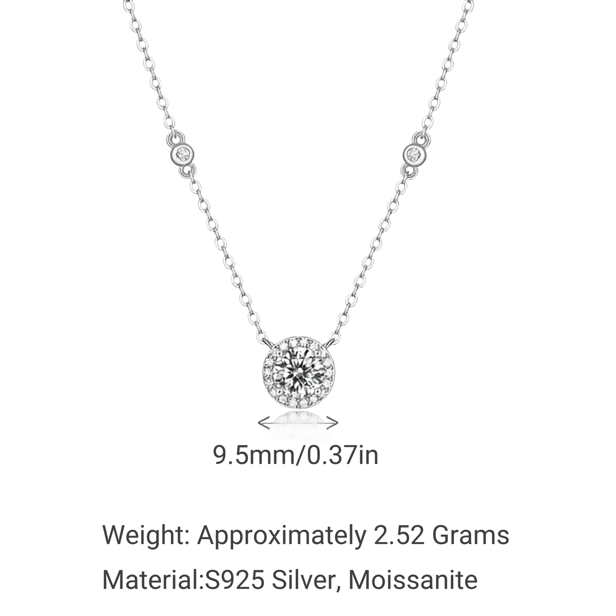 Moissanite Pavé Circle Necklace – S925 Sterling Silver