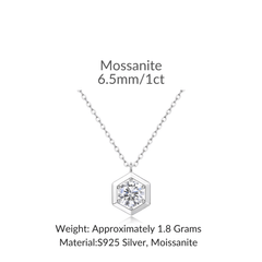 Moissanite Hexagon Solitaire Necklace – S925 Sterling Silver