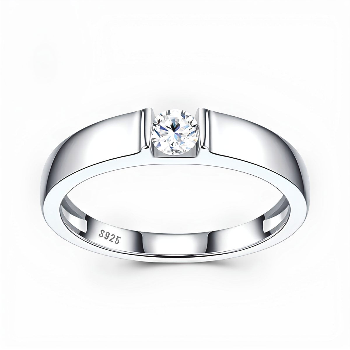 0.3ct Moissanite Band Ring in 925 Sterling Silver