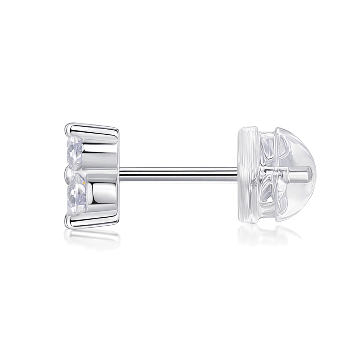 925 Sterling Silver Three-Stone Round Moissanite Cluster Stud Earrings
