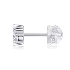 925 Sterling Silver Three-Stone Round Moissanite Cluster Stud Earrings