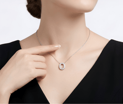 Moissanite Pavé Initial "O" Necklace in S925 Sterling Silver